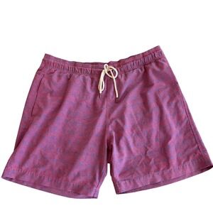 Faherty Mens Purple Pink Geometric Floral Swim Trunks Size Large 7in Inseam